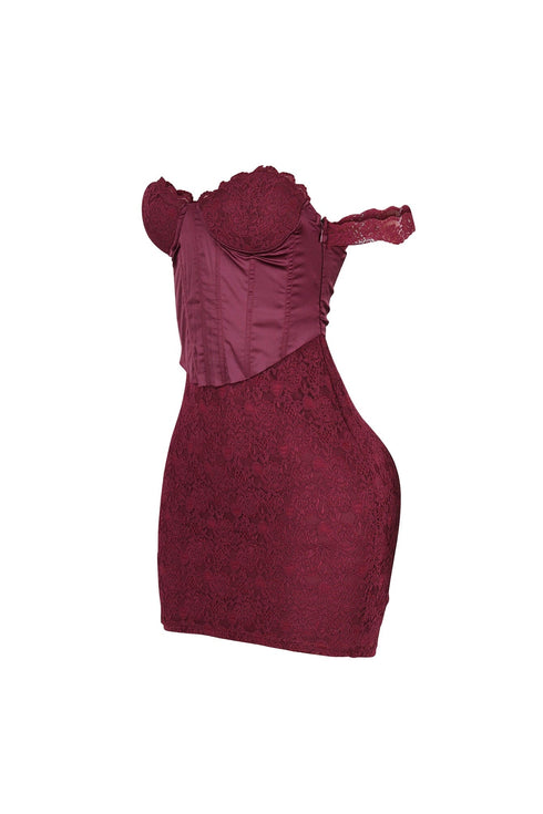 Fever Lace Off Shoulder Mini Dress